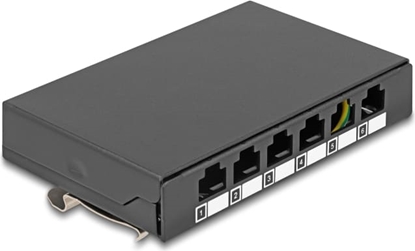 Picture of Delock Blank Panel 6 port for Keystone RJ-modules black - for mounting on a table, wall or DIN rail