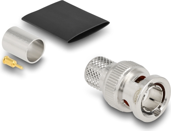 Picture of Delock BNC plug for crimping RG-11 with matching shrink tube