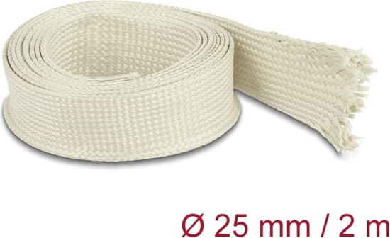 Picture of Delock Braided Sleeve made of nomex fibers 2 m x 25 mm white