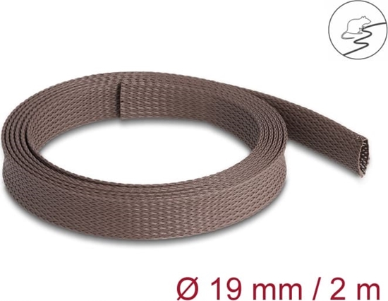 Picture of Delock Braided Sleeve rodent resistant stretchable 2 m x 19 mm brown