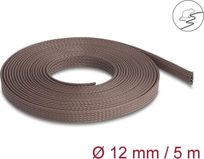 Picture of Delock Braided Sleeve rodent resistant stretchable 5 m x 12 mm brown