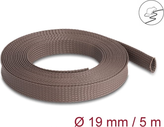 Picture of Delock Braided Sleeve rodent resistant stretchable 5 m x 19 mm brown