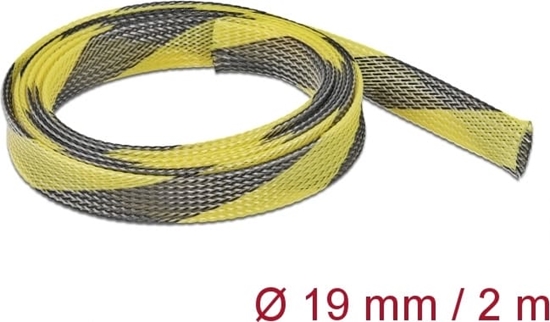 Изображение Delock Braided Sleeve stretchable 2 m x 19 mm black-yellow