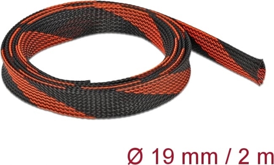 Изображение Delock Braided Sleeve stretchable 2 m x 19 mm black-red