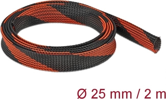 Изображение Delock Braided Sleeve stretchable 2 m x 25 mm black-red