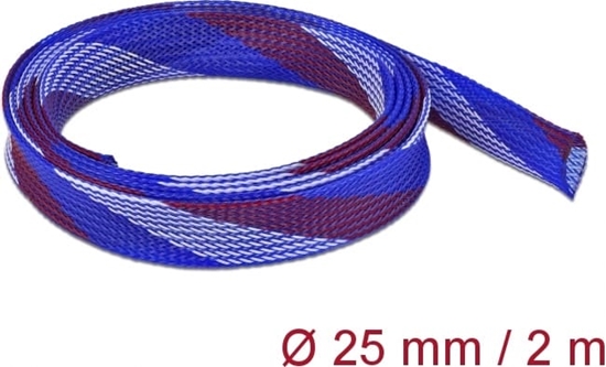 Изображение Delock Braided Sleeve stretchable 2 m x 25 mm blue-red-white