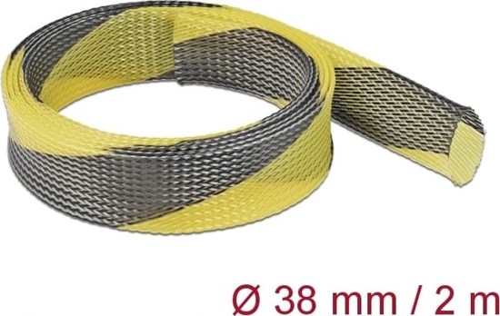 Изображение Delock Braided Sleeve stretchable 2 m x 38 mm black-yellow