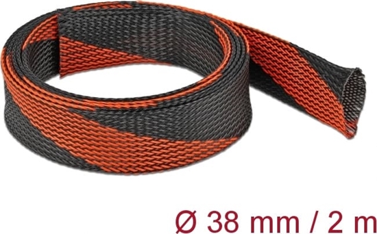 Изображение Delock Braided Sleeve stretchable 2 m x 38 mm black-red
