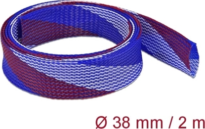 Изображение Delock Braided Sleeve stretchable 2 m x 38 mm blue-red-white