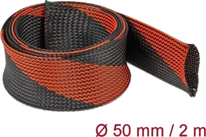 Изображение Delock Braided Sleeve stretchable 2 m x 50 mm black-red