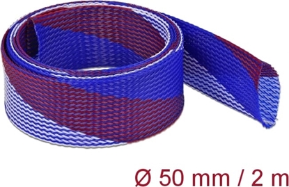 Изображение Delock Braided Sleeve stretchable 2 m x 50 mm blue-red-white