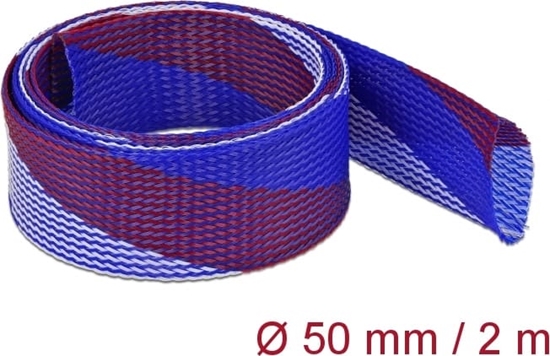Изображение Delock Braided Sleeve stretchable 2 m x 50 mm blue-red-white