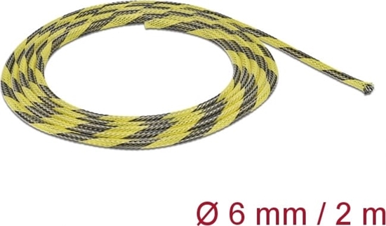Изображение Delock Braided Sleeve stretchable 2 m x 6 mm black-yellow
