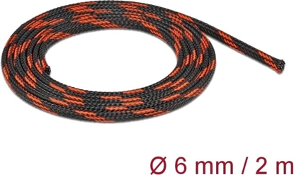 Изображение Delock Braided Sleeve stretchable 2 m x 6 mm black-red