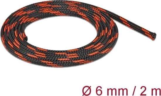 Изображение Delock Braided Sleeve stretchable 2 m x 6 mm black-red