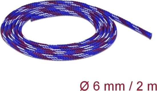 Изображение Delock Braided Sleeve stretchable 2 m x 6 mm blue-red-white