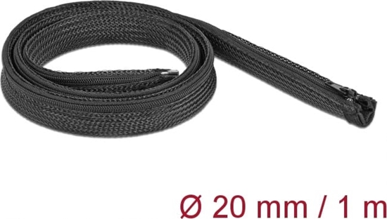 Picture of Delock Braided Sleeve with zip fastener heat-resistant 1 m x 20 mm black