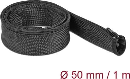Изображение Delock Braided Sleeve with zip fastener heat-resistant 1 m x 50 mm black