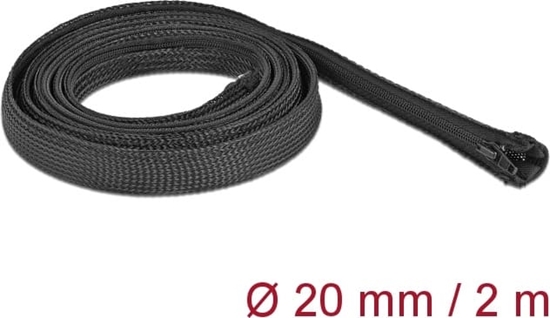Изображение Delock Braided Sleeve with zip fastener heat-resistant 2 m x 20 mm black