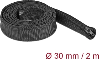 Изображение Delock Braided Sleeve with zip fastener heat-resistant 2 m x 30 mm black