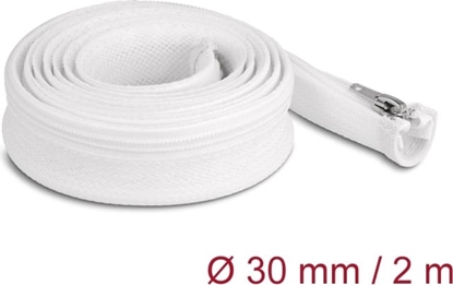 Изображение Delock Braided Sleeve with zip fastener heat-resistant 2 m x 30 mm white