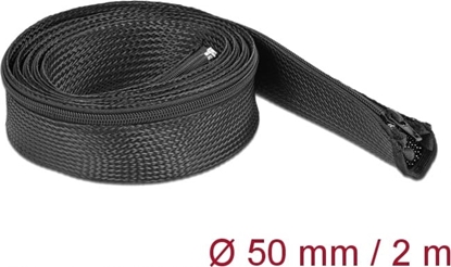 Picture of Delock Braided Sleeve with zip fastener heat-resistant 2 m x 50 mm black