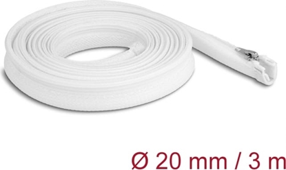 Picture of Delock Braided Sleeve with zip fastener heat-resistant 3 m x 20 mm white