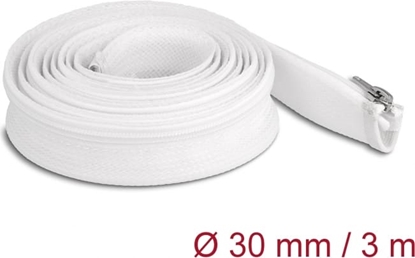 Picture of Delock Braided Sleeve with zip fastener heat-resistant 3 m x 30 mm white