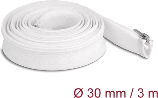 Picture of Delock Braided Sleeve with zip fastener heat-resistant 3 m x 30 mm white