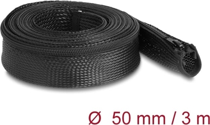 Picture of Delock Braided Sleeve with zip fastener heat-resistant 3 m x 50 mm black