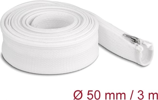 Picture of Delock Braided Sleeve with zip fastener heat-resistant 3 m x 50 mm white
