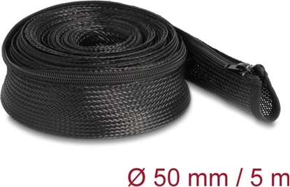 Picture of Delock Braided Sleeve with zip fastener heat-resistant 5 m x 50 mm black