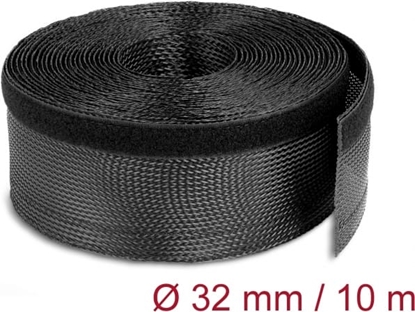 Изображение Delock Braided Sleeving with Hook-and-Loop Fastener 10 m x 32 mm black
