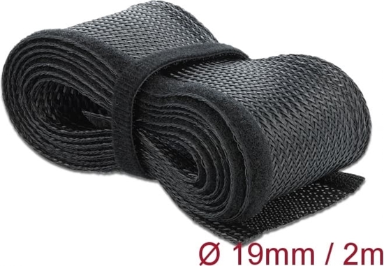 Изображение Delock Braided Sleeving with Hook-and-Loop Fastener 2 m x 19 mm black