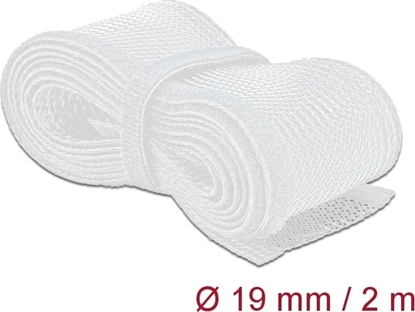 Изображение Delock Braided Sleeving with Hook-and-Loop Fastener 2 m x 19 mm white