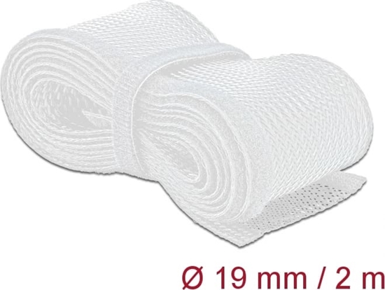 Изображение Delock Braided Sleeving with Hook-and-Loop Fastener 2 m x 19 mm white