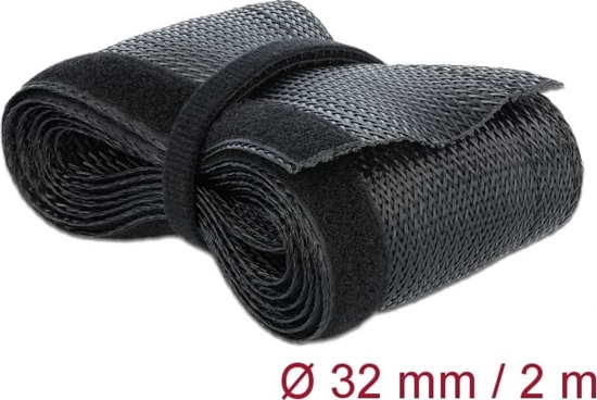 Изображение Delock Braided Sleeving with Hook-and-Loop Fastener 2 m x 32 mm black