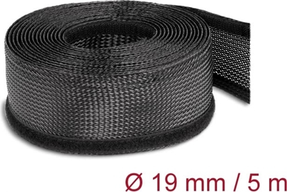 Изображение Delock Braided Sleeving with Hook-and-Loop Fastener 5 m x 19 mm black