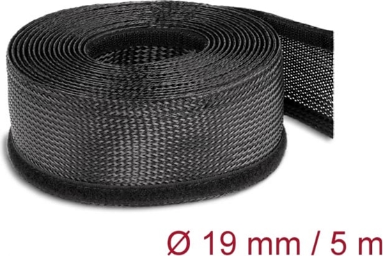 Изображение Delock Braided Sleeving with Hook-and-Loop Fastener 5 m x 19 mm black