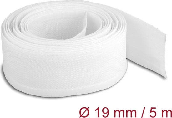 Изображение Delock Braided Sleeving with Hook-and-Loop Fastener 5 m x 19 mm white