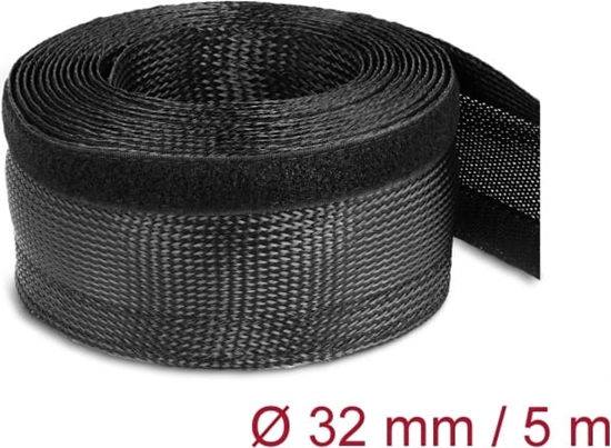 Изображение Delock Braided Sleeving with Hook-and-Loop Fastener 5 m x 32 mm black