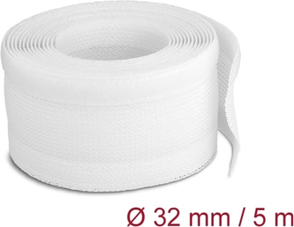Изображение Delock Braided Sleeving with Hook-and-Loop Fastener 5 m x 32 mm white