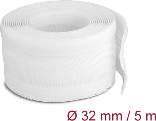 Изображение Delock Braided Sleeving with Hook-and-Loop Fastener 5 m x 32 mm white