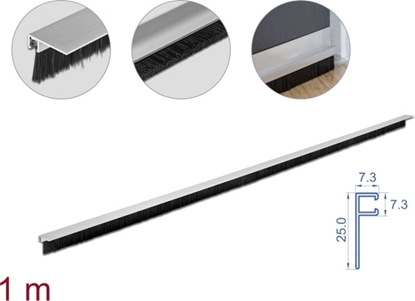 Изображение Delock Brush strip 20 mm with aluminium profile angled - length 1 m