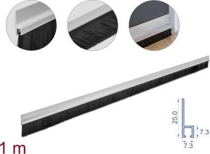 Изображение Delock Brush strip 40 mm with aluminium profile straight - length 1 m
