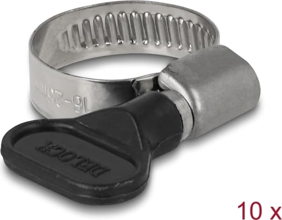 Изображение Delock Butterfly Hose Clamp 16 - 25 mm 10 pieces black