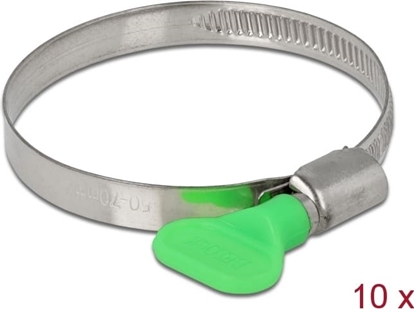 Изображение Delock Butterfly Hose Clamp 50 - 70 mm 10 pieces green