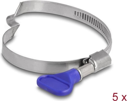 Picture of Delock Butterfly Hose Clamp stainless 400 steel with bridge right-handed 50 - 65 mm 5 pieces