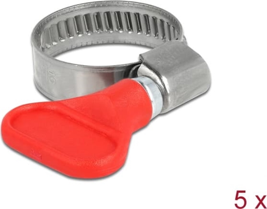 Picture of Delock Butterfly Hose Clamp stainless steel 400 SS 16 - 25 mm 5 pieces red