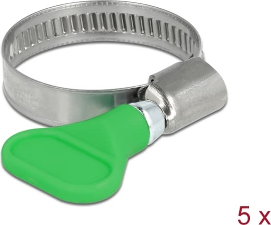 Picture of Delock Butterfly Hose Clamp stainless steel 400 SS 20 - 35 mm 5 pieces green